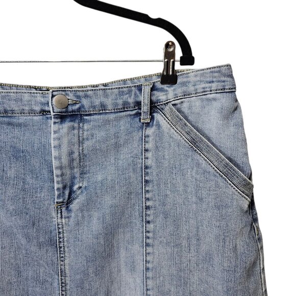 Baccini Denim Vintage Tailored Boho Midi Stretch Pencil Skirt - Picture 3 of 7